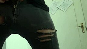 Dude's panting grinding that stool stripping slow to huge cumshot on big italian cock