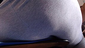 Redhead milf neighbor farts cutely in tight yoga pants closeup