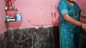 My cute indian wife strips naked in bathroom licking her clean shaved pussy and big boobs seductively