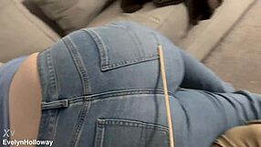 Ouch! Caned Hard in Tight Jeans by Daddy Before Rough Pounding!