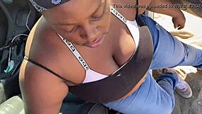 thot goes crazy deepthroating fat black cock outdoors in public blowjob frenzy