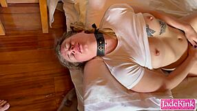 sloppiest deepthroat gagging on huge cock with face fucking and choking