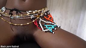 stunning african village girl hints at squirting pleasure from solo masturbation on ranch