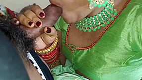 Indian Wife's First Raw Fuck: Spit-Lubed Pounding in Wedding Saree