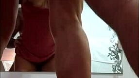 bodybuilder husband fingers and punishes sexy brunette wifes muscular legs ass and big tits