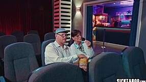 cinema teen athena faris rides boyfriend monster cock deepthroat moaning during movie