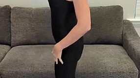 BLACK BODYSUIT HUGS CURVES WITH HOT HUNTER BOOTS ON!