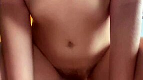 fresh from shower curvy babe grabs skinny guy's cock for instant interracial fuck