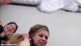 Three brazen girls spit all over your face in group humiliation