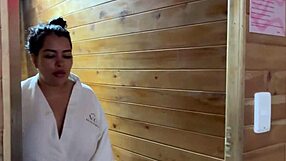 Curvy latina takes big cock anal under steamy shower