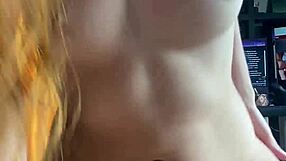 fresh from shower curvy babe grabs skinny guy's cock for instant interracial fuck