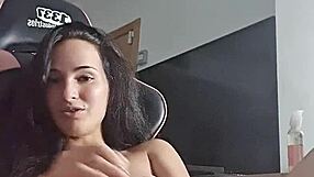 claudia bavel masturbates hard in leopard gaming outfit!