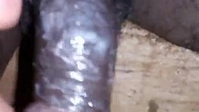 Bigblackie shaves strokes huge black cock for lunch cash