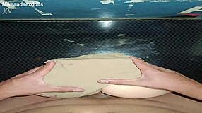 trailer quickie anal fuck with candy spreading huge ass in beige panties on desk