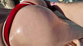 big tits hot girl asked for little 18+ favor on beach