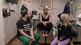 Do nurses in latex gloves and skirts really care about patients while spreading shaved pussies backstage?