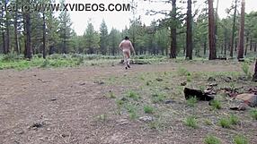 Bodybuilder Simscristian05 Flashes Muscular Naked Body at Campground Entrance in Sheer