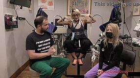 Do nurses in latex gloves and skirts really care about patients while spreading shaved pussies backstage?