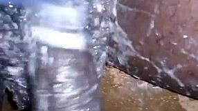 Bigblackie shaves strokes huge black cock for lunch cash