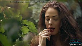 Dutch model Joy Draiki strips hairy pussy outdoors for Playboy