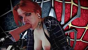 Blue-Eyed Cute Spider Girl Meridjane Deepthroats Huge Cock in Passionate Face Fuck