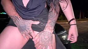 Monica lima rides 25cm monster cock on cuckold's car publicly