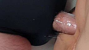 Real Fuck Doll's Shaved Ass Milks Cum in Close-Up Double Penetration Toy Play