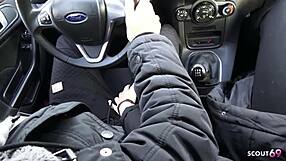 german 18 teen chokes on stranger's cock for bareback car fuck in berlin
