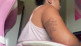chubby girl's loud natural farts tease home office desk during workday vibes
