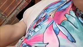 colombian bunny with huge natural tits rubs her curvy ass and pussy in homemade toy play