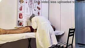 Patient's monster cock gets rock hard as sexy nurse examines him leading to rough pussy bang!