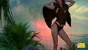 Brunette in Sexy Costume Takes Big Sex Toy Deep in Tight Pussy