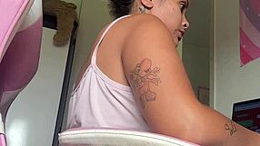 chubby girl's loud natural farts tease home office desk during workday vibes