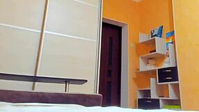 long solo session as brunette teen fingers shaved pussy and rides huge dildo to juicy cum