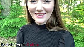 Curvy neighbor teen drops panties for pov outdoor cumshot blowjob