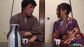 he was just meditating then boom this huge tits girl shows up and they fuck rough doggystyle creampie