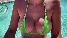 Italian Big Tits Milf Artemisia Love Splashes in Micro Bikini Poolside