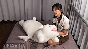 wanna see chained cutie cum hard with her toys?