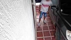 dude that pervert pussy hunter convinced this skinny stranger to stand fuck in the garage for cash
