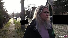 german 18 teen chokes on stranger's cock for bareback car fuck in berlin