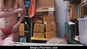 LP officer handles shoplifter teen locally, fucking her bent over after ripping clothes!