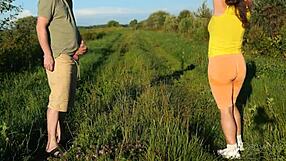 Risky Outdoor Tease with Nympho Stranger