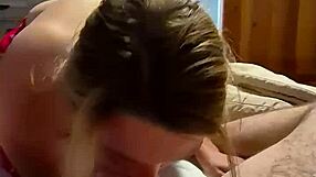Cute Blonde Wife Deepthroats for Mouthful Cum Facial Finish