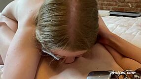 Petite German Lesbians Cuff Up for Face-Sitting Licks and Toy Spanking