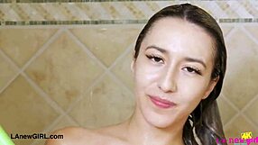 drop dead gorgeous blonde milf showers horny daddy interview casting