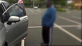 damn check this big juicy fat ass bbw milf flashing her curvy booty in public then taking stranger bbc creampie in car