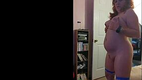 Redhead hotwife steffi sways big pussy lips in panties during teasing homemade dance compilation