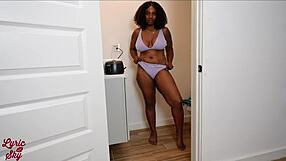 Whoa, waxing my hairy ebony pussy bare for first-time extreme fetish thrill!