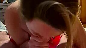 Cute Blonde Wife Deepthroats for Mouthful Cum Facial Finish