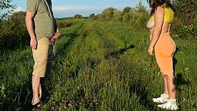 Risky Outdoor Tease with Nympho Stranger